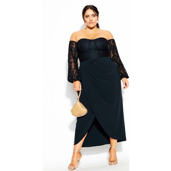 City Chic Dresses & Skirts - City Chic Romantic Rosa Maxi Dress Navy M 18 NWT